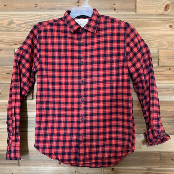 NWT AEROPOSTALE Woven Button Down Plaid Graphic Long Sleeve Shirt Men's Sz S. - Picture 2 of 9